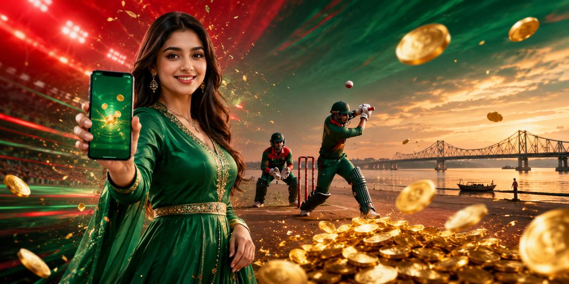 A user in Mymensingh wearing red and green is placing a cricket bet on abc444